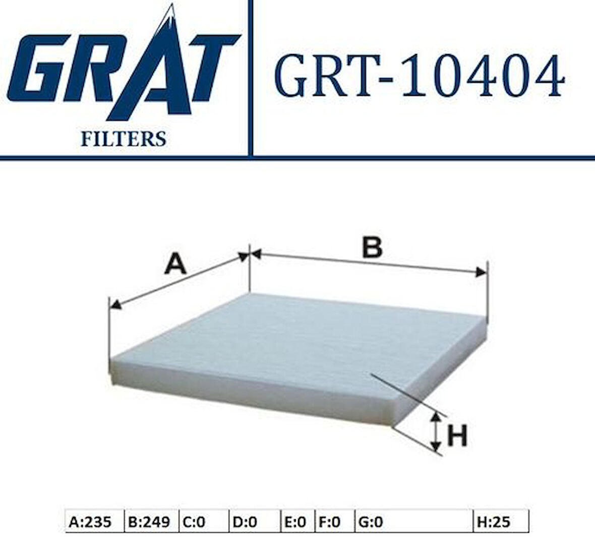 Grat 10404 Kabin Filtresi Jumper 2.2 3.0HDI 06-11-Ducato 2.3D 2.2 3.0D-Boxer 77364063
