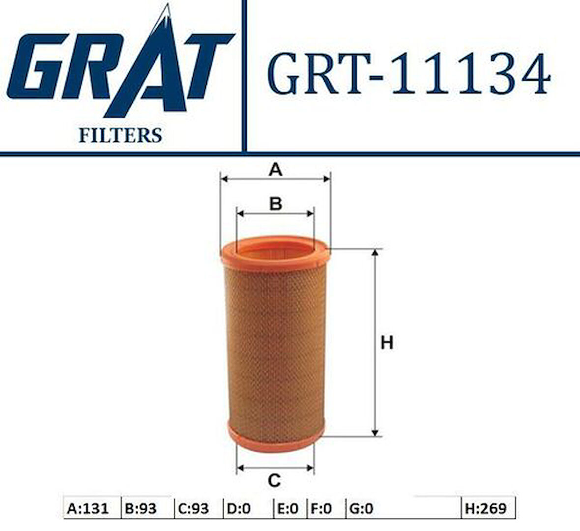 Grat 11134 Hava Filtresi Renault 19Td-Megane 1.9 Td 7700857336