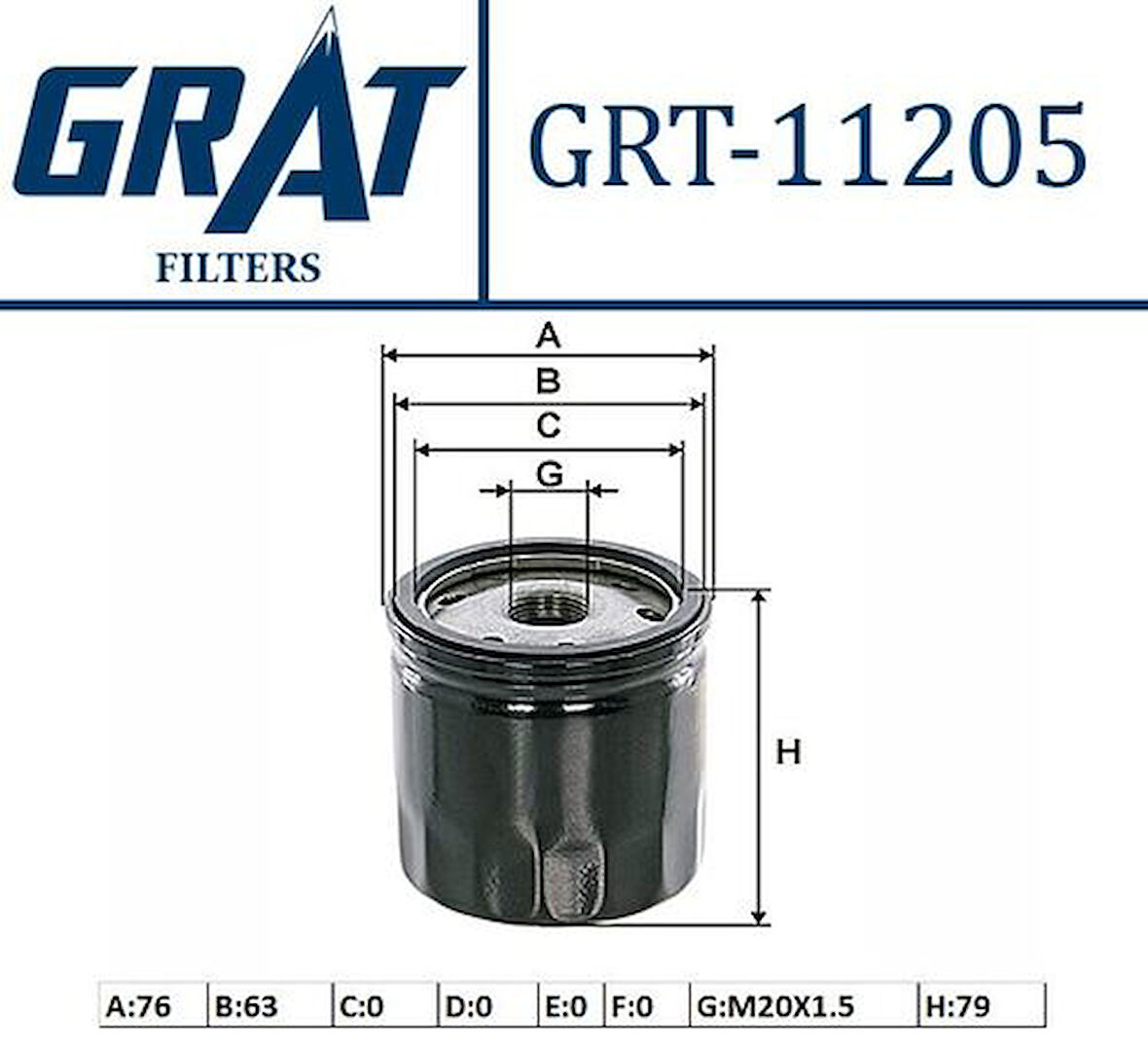 Grat 11205 Yağ Filtresi Captur Clio IV Duster Dokker Kadjar Lodgy Sandero II Symbol II Megane IV 1.5 K9K OM607 W117-176-245 152089599R