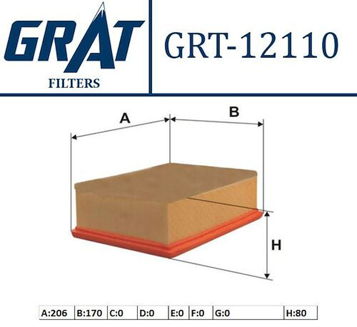 Grat 12110 Hava Filtresi 206 1.1L 1.4L 1.6L 1.9D 2.0 HDI Xsara 1.5 1444.G9