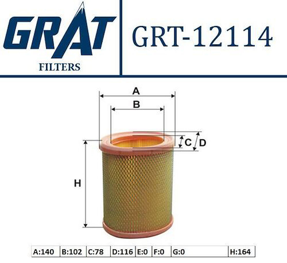 Grat 12114 Hava Filtresi P106-205-306-405 1.4 1.5 1444.85