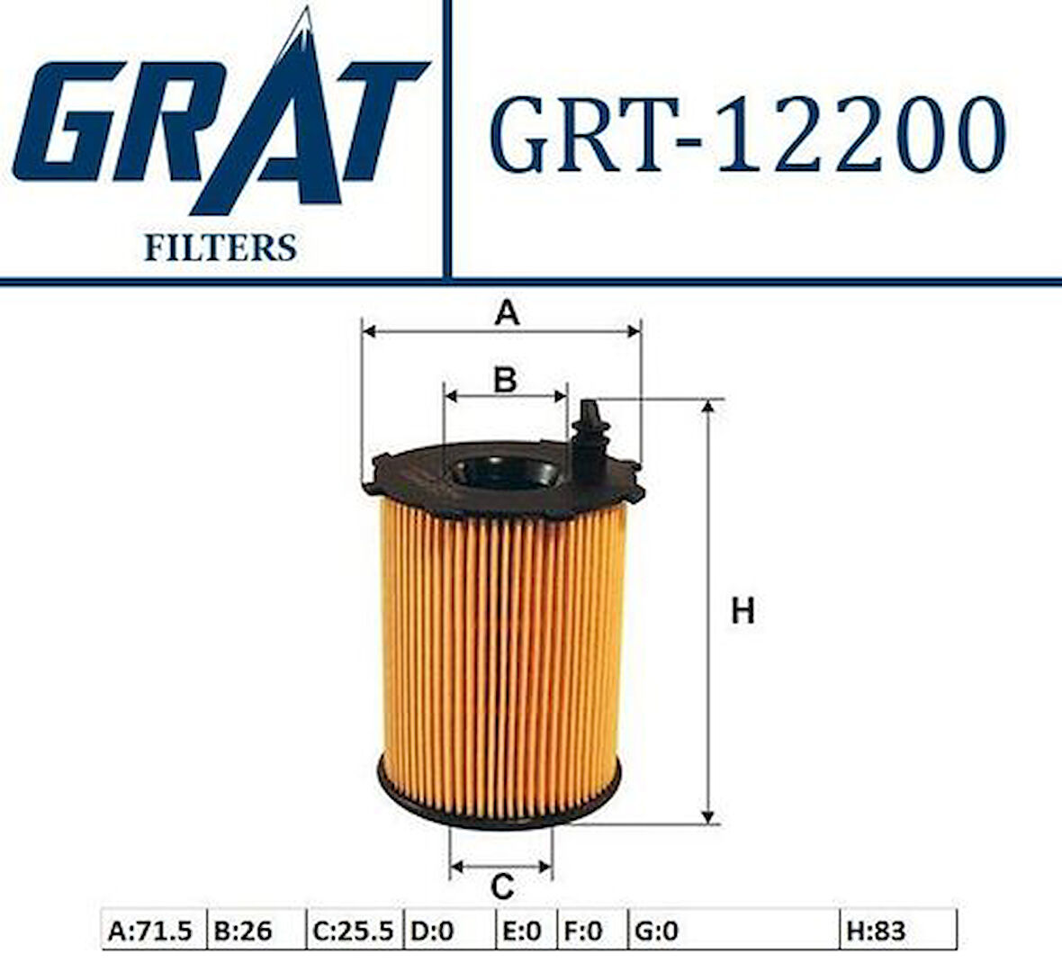Grat 12200 Yağ Filtresi Fıesta Fusıon 1.4T Dcı 02> P206 308 1.4 Hdı 1.6 Hdı 207 1.4 Hdı 307 1.4 Hdı 307 407 1.6 Hdı Volvo P1+P3+P4 05-15 D4164T+D4162T