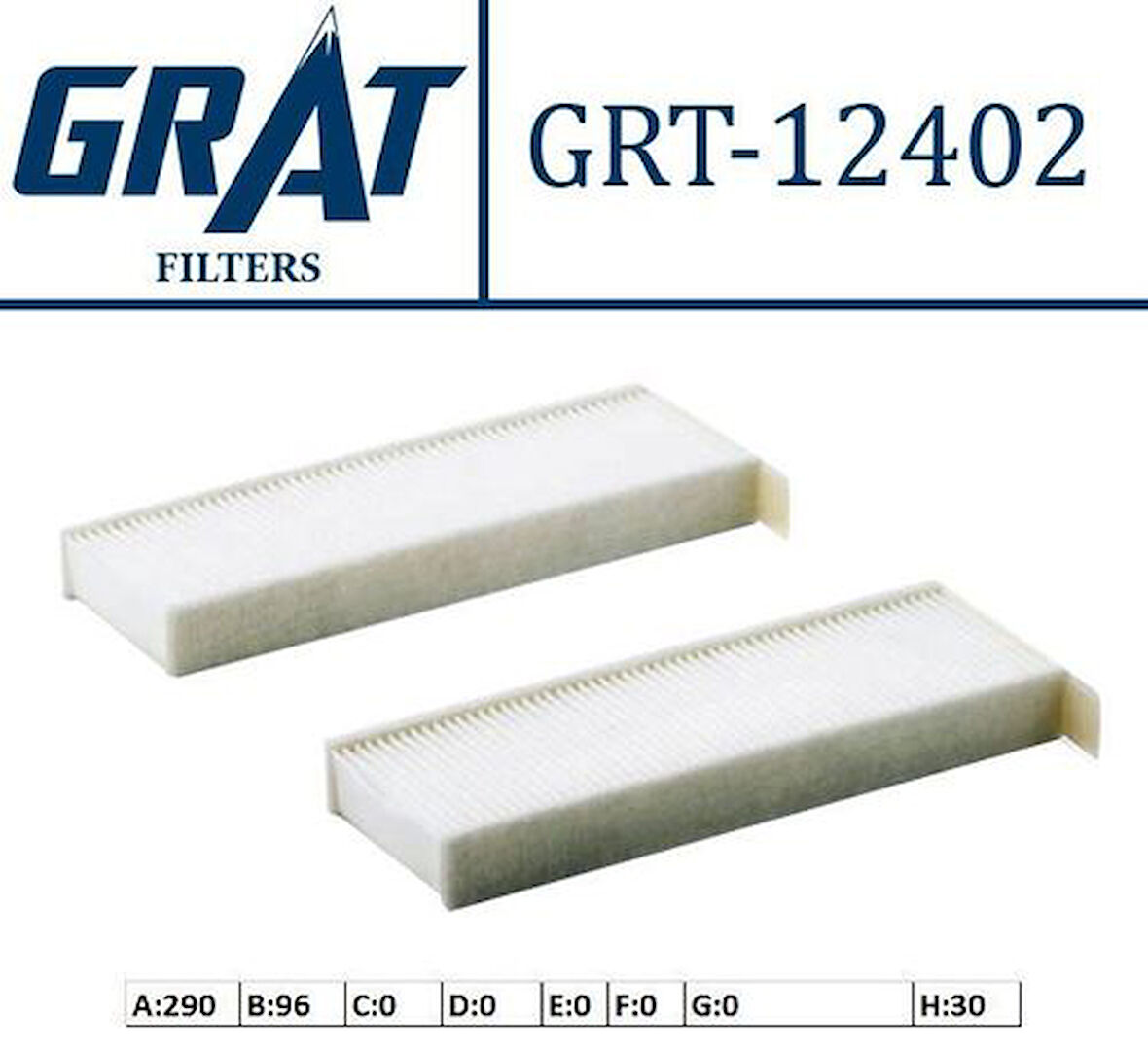 Grat 12402 Kabin Filtresi Berlingo II 08-C4 Picasso 06-12-C4 Picasso 12-DS5-Jumpy III 16-3008 09-15-3008 16-5008 12-Partner Tepee 6447.XF