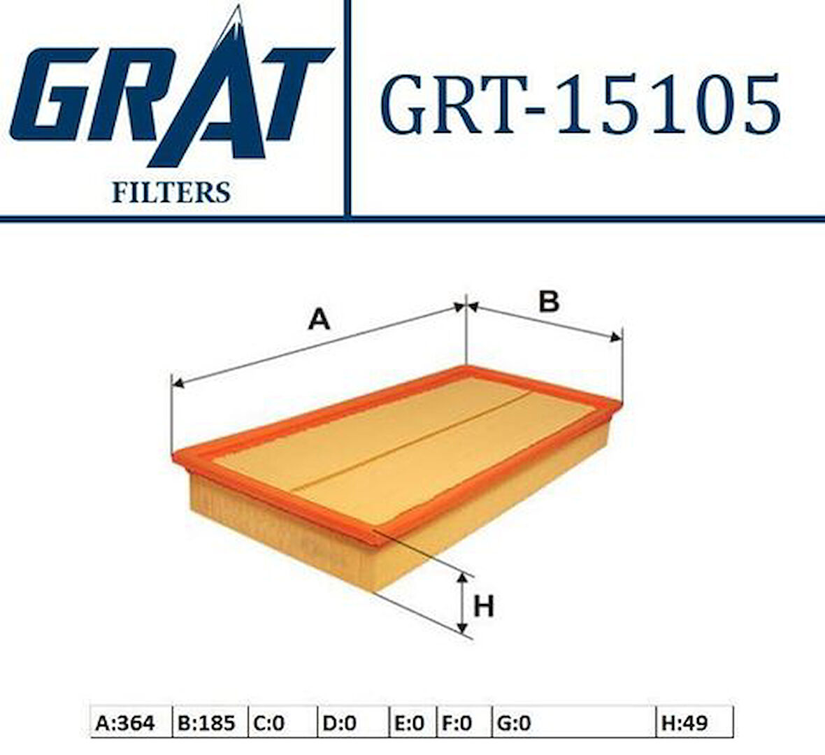 Grat 15105 Hava Filtresi Volkswagen Golf 98-06 A3 97-03 Leon 00-06 Octavia 97-10 1J0129620