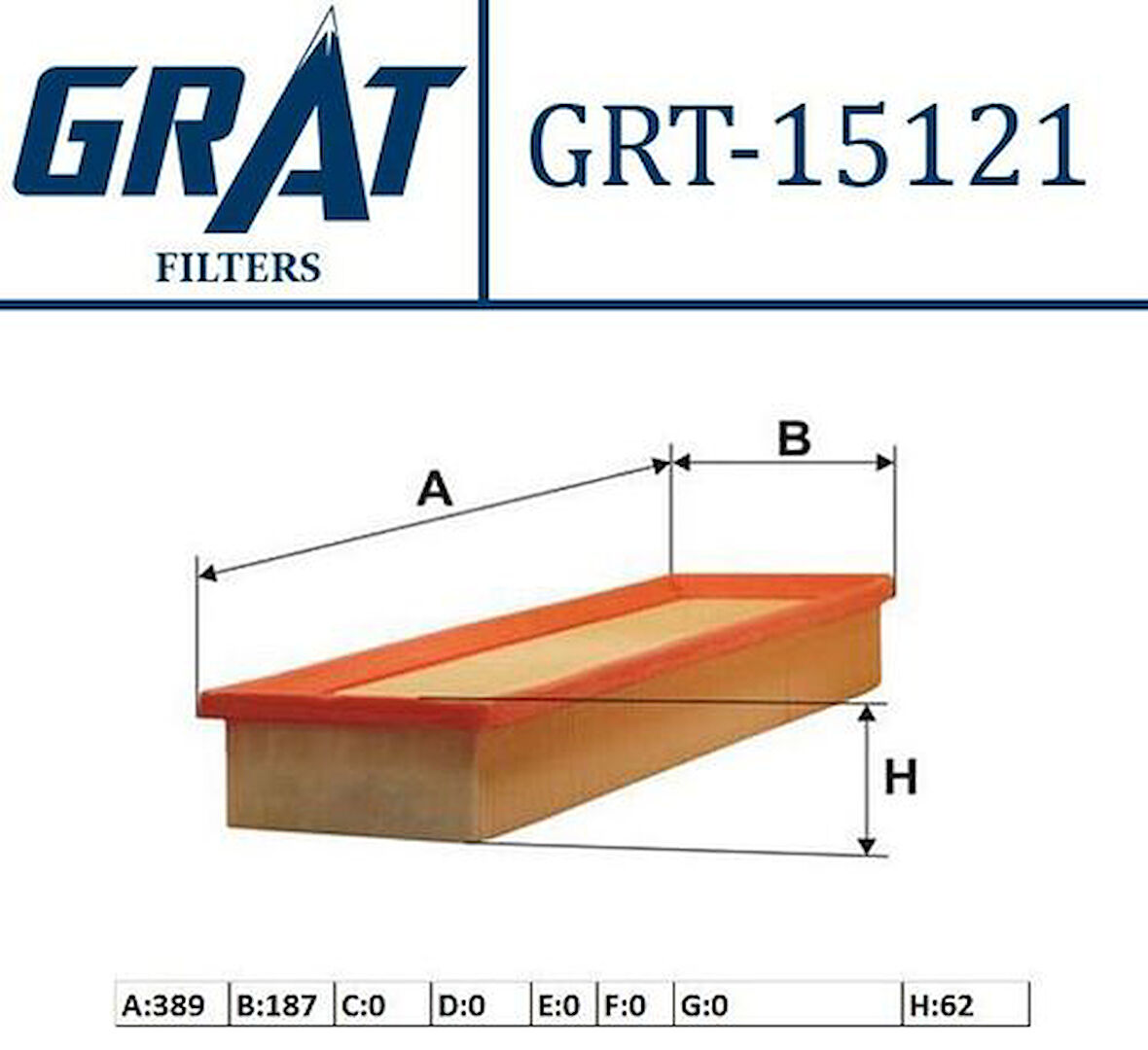 Grat 15121 Hava Filtresi Volkswagen Touareg 03-12 Q7 07-14 7L0129620