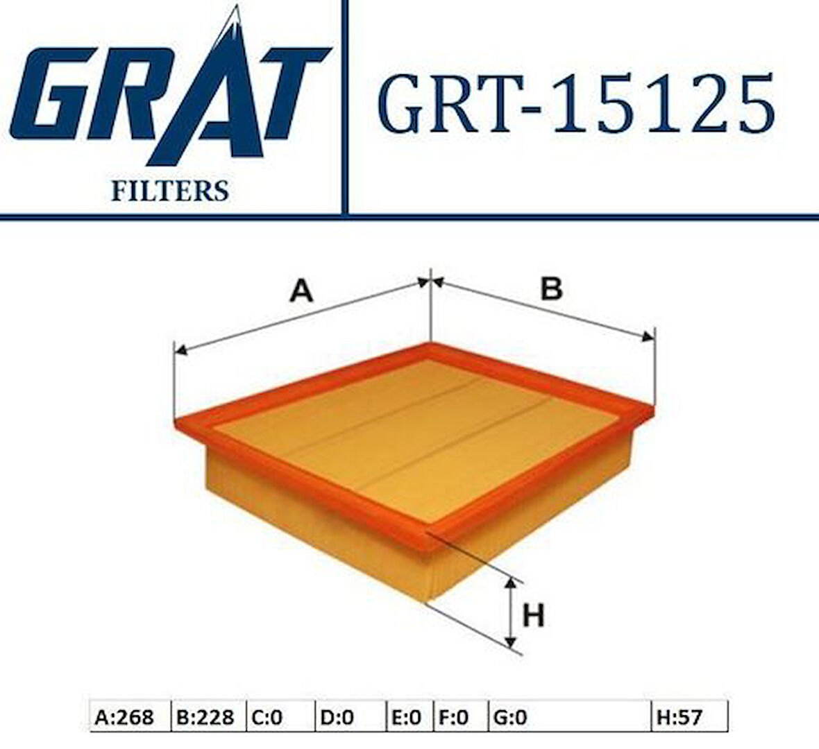 Grat 15125 Hava Filtresi Volkswagen Golf III 1.6 2.0 GTI 1H0129620