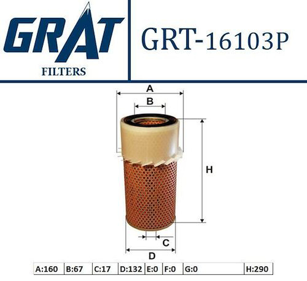 Grat 16103P Hava Filtresi Pervaneli H100 Minibüs-Mitsubishi L299 MD603446
