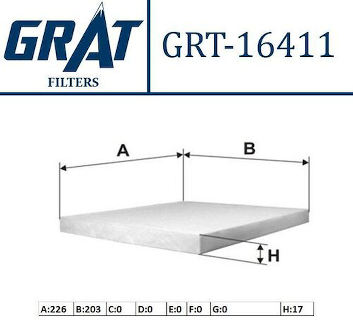 Grat 16411 Kabin Filtresi Accent Blue 11-Tucson 04-10-ix35 11-12-Sportage 04-10-I40 12-1.6-Rio 05-08-Rio 12-Cerato 08- 971332E200