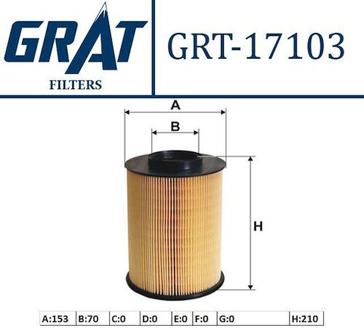 Grat 17103 Hava Filtresi Yuvarlak Focus C-Max 1.6T DCI 04-Volvo S40-V50-C30-V40 08-4-Cyl-Bnz+Dsl AV619601AE
