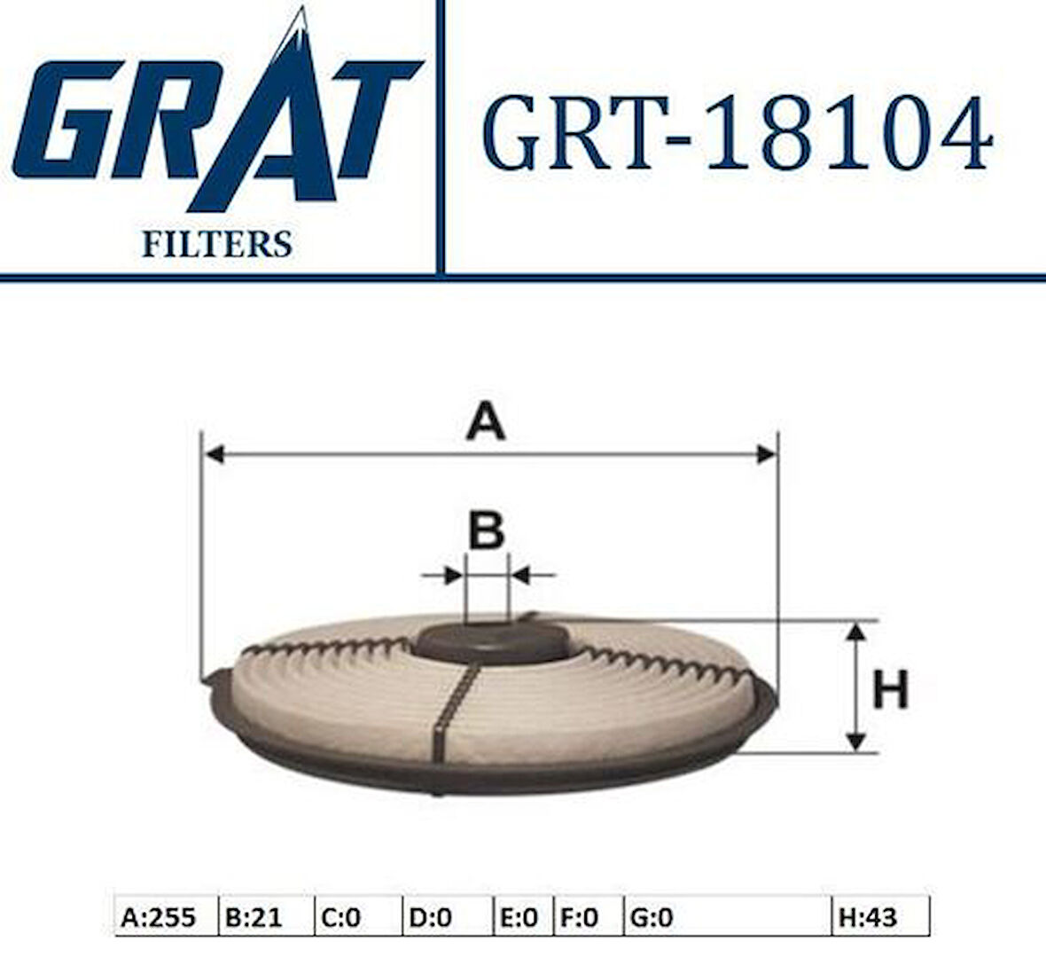 Grat 18104 Hava Filtresi Corolla 88-98 1.3 2E 1780111100