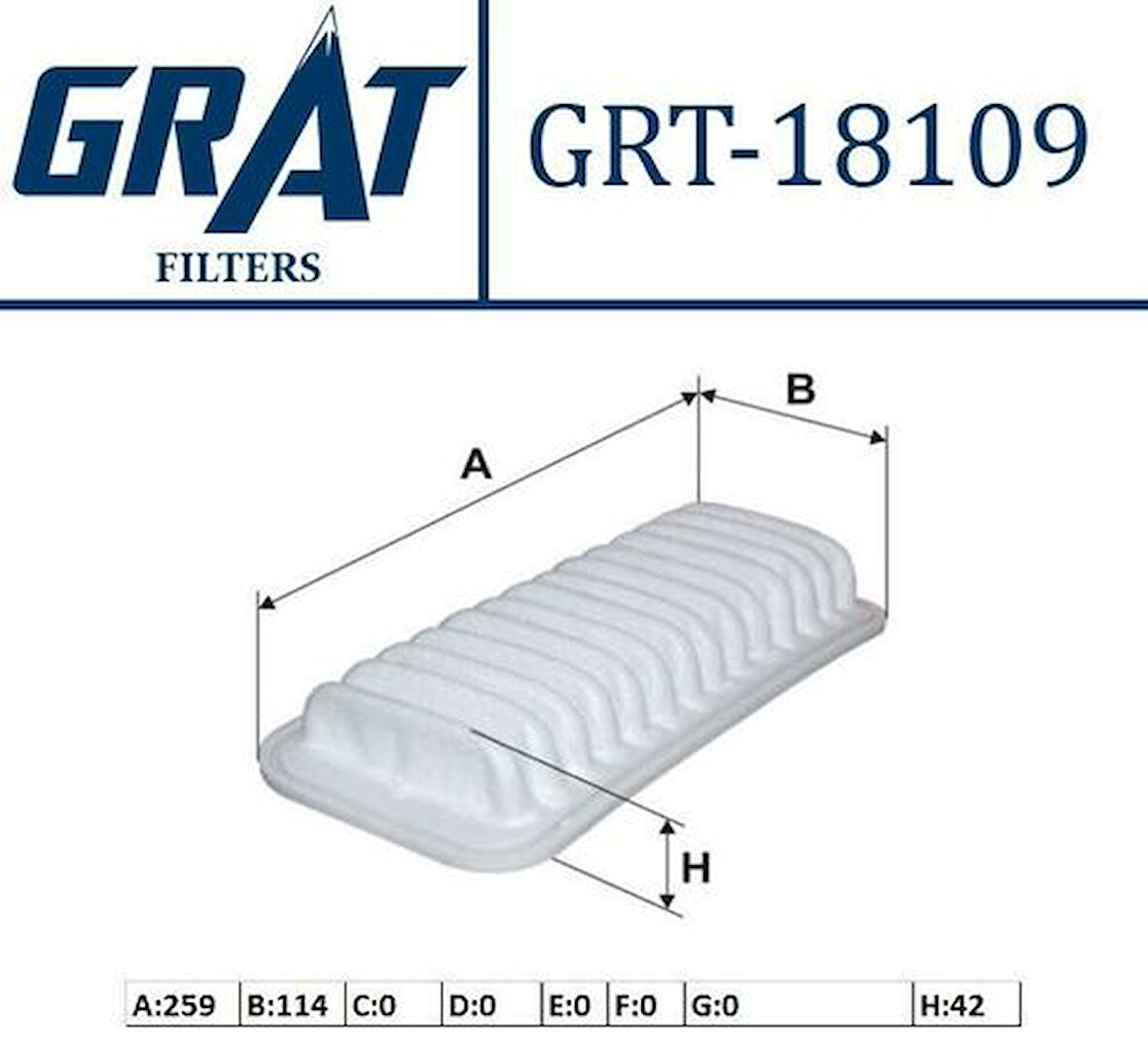 Grat 18109 Hava Filtresi Yaris 99-05 1.0-P107 1.1 1780123030