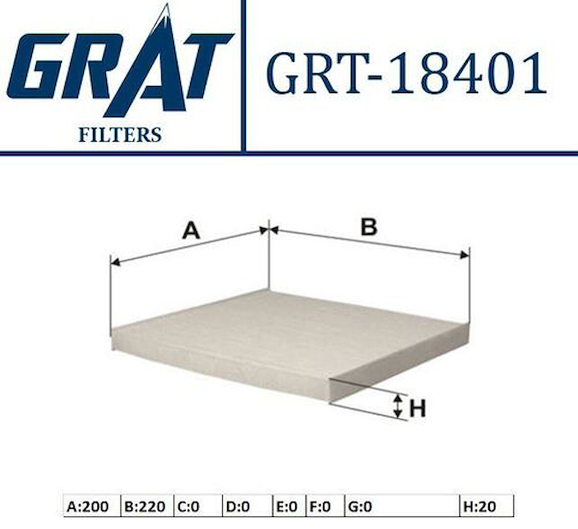 Grat 18401 Kabin Filtresi Corolla 03-07-Avensis 03-07 8856802030