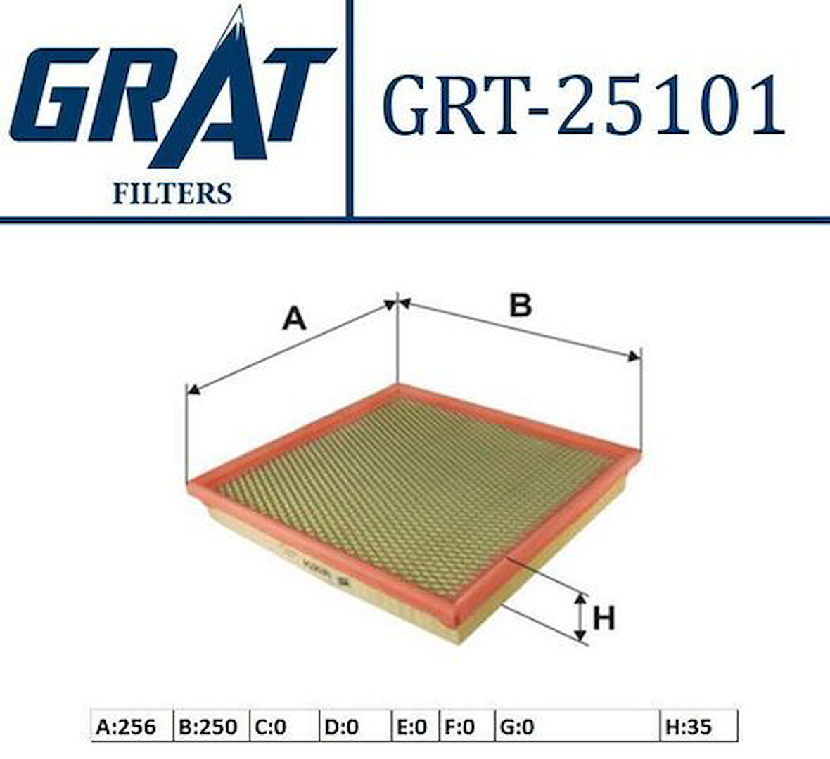 Grat 25101 Hava Filtresi Küçük Tip Astra J 1.3-1.4-1.5-1.6-2.0 Chevrolet Cruze 09-11 13272717