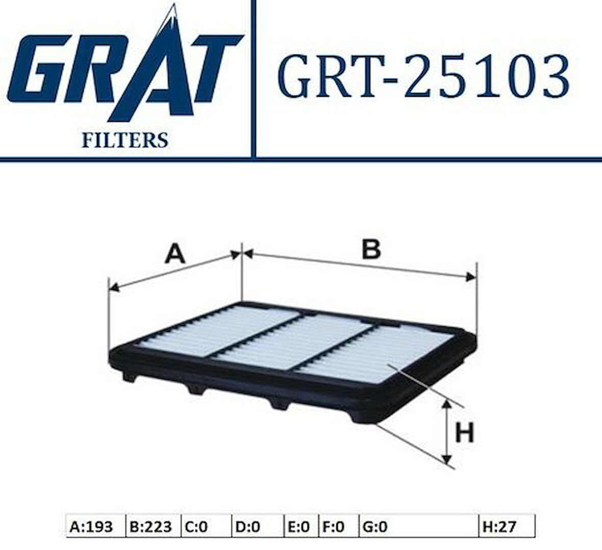 Grat 25103 Hava Filtresi Chevrolet Sprak 05-9 96591485