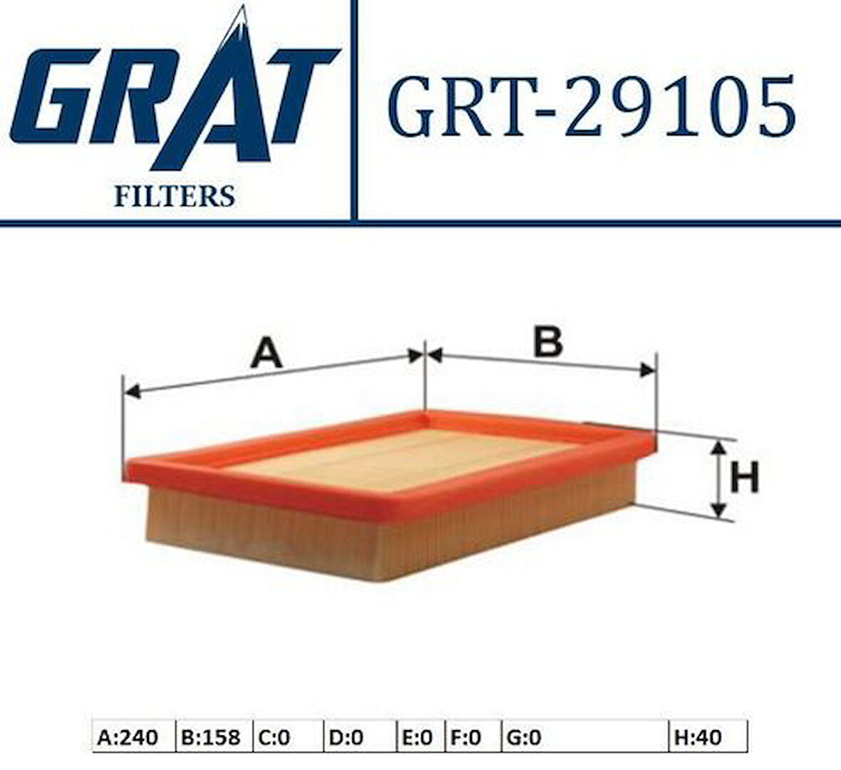 Grat 29105 Hava Filtresi Mazda 323 1.5-1.6-1.8 Z5-Zl-Bp 95-00-Familia 95-02-Lantis 95-97 B59513Z40