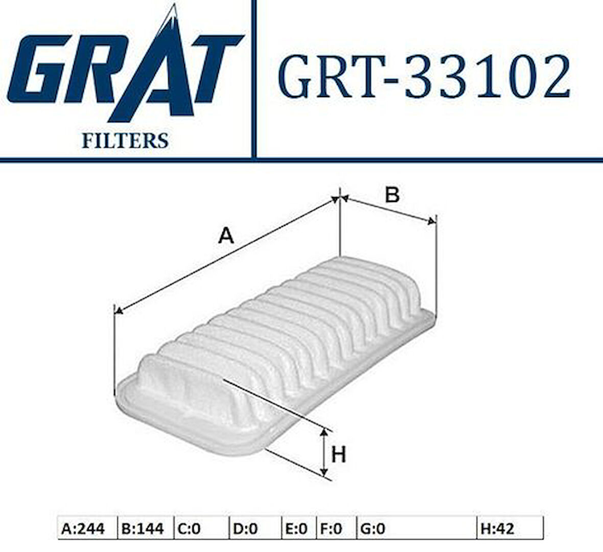 Grat 33102 Hava Filtresi Daıhatsu Terıos 1.3 97>04