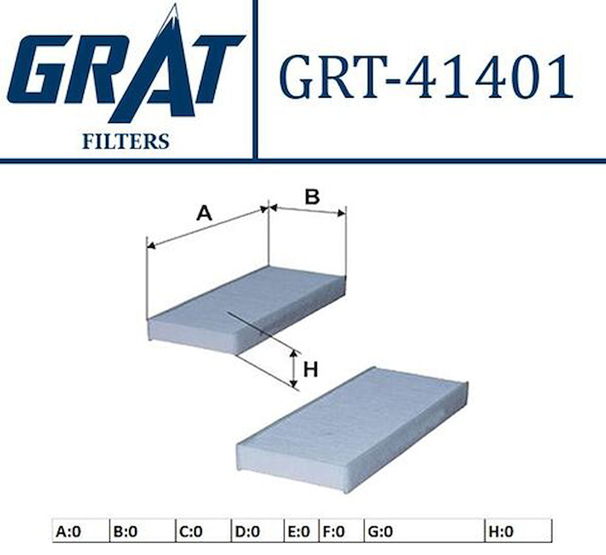 Grat 41401 Kabin Filtresi Tekli Nissan Navara D40 2.5 DCI Pathfinder R51 2.5 DCI 27274EA000