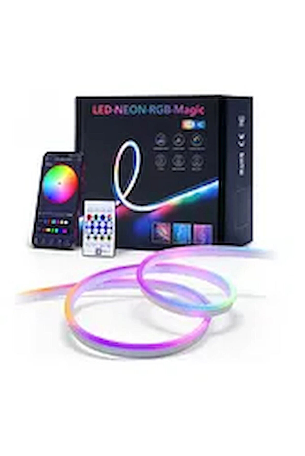GÜRDAMUR TİCARET  RGB Kumandalı Sese Duyarlı Animasyonlu Neon Şerit Hortum Led USB ve App Uyumlu 10 Metre