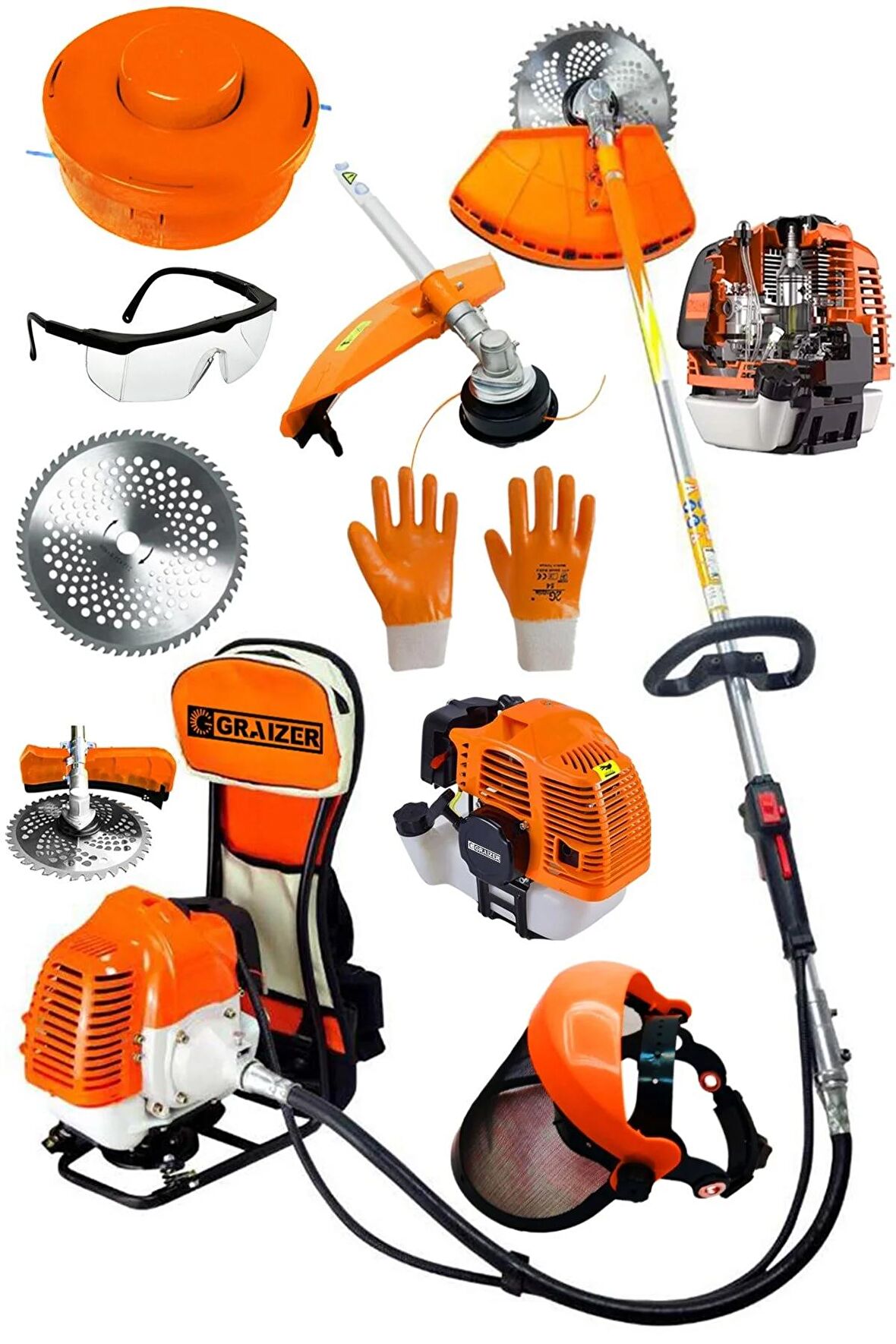 Alman 20 Hp Sırt Tipi Benzinli Motorlu Ot Çalı Tırpanı Çim Biçme Makinesi