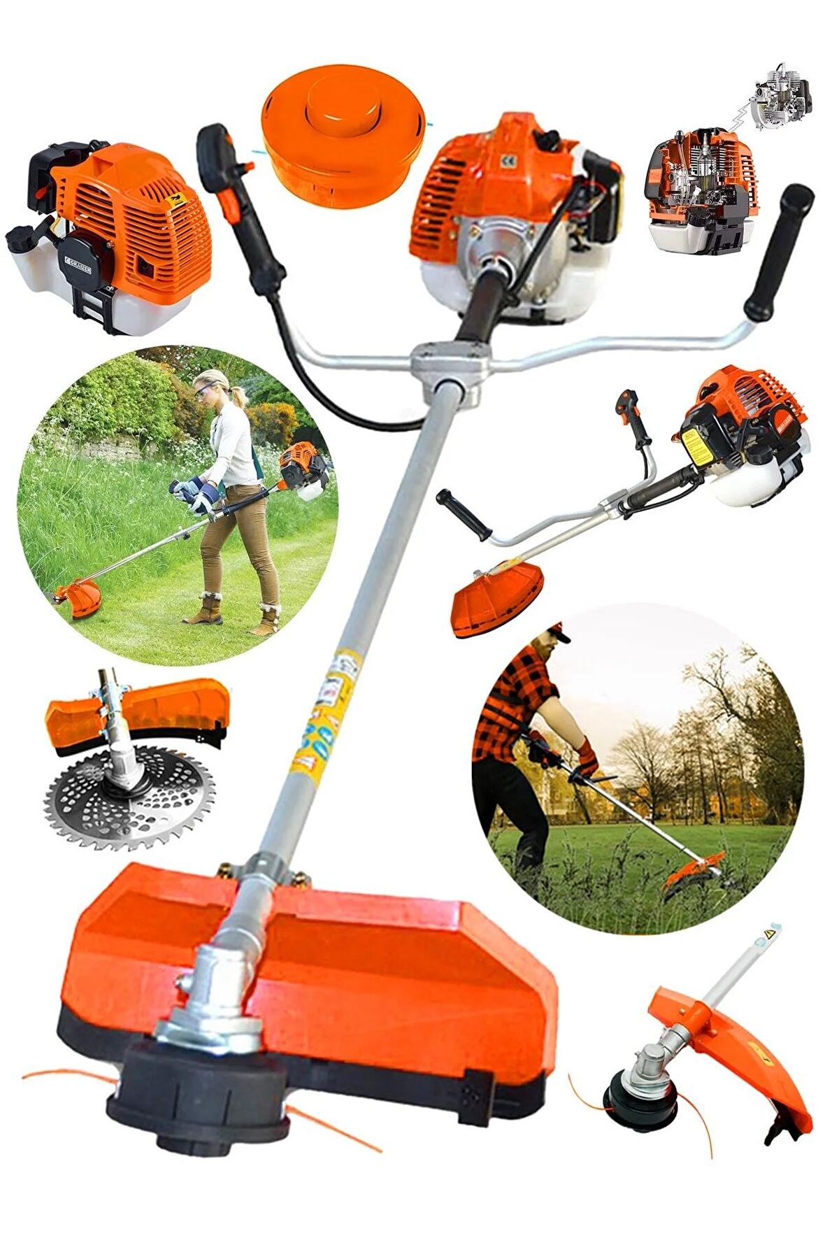 Brc-01 Yan Tipi 6 Hp Benzinli Motorlu Ot Çalı Tırpanı Çim Biçme Makinesi Tırpan