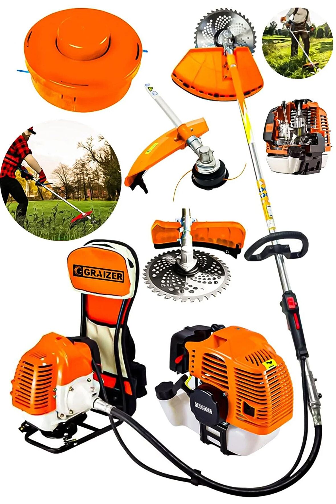 Brc-02 Sırt Tipi 6 Hp Benzinli Motorlu Ot Çalı Tırpanı Çim Biçme Makinesi