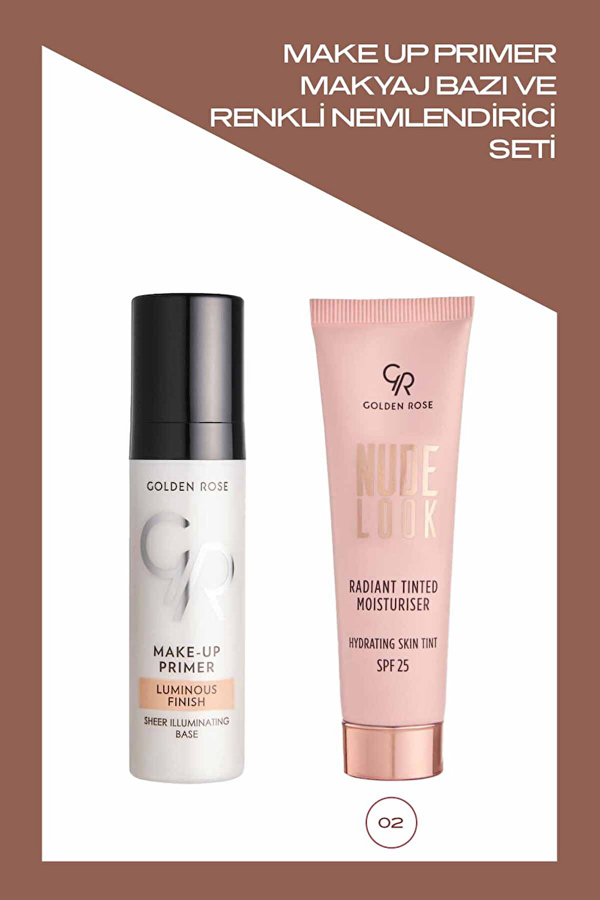 Make Up Primer Makyaj Bazı ve No: 02 Medium Tint Renkli Nemlendirici Seti