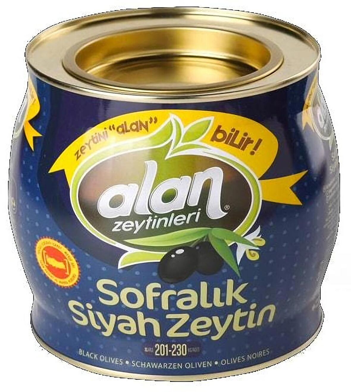 Alan Gemlik Özel Special Siyah Zeytin 2 Kg Teneke