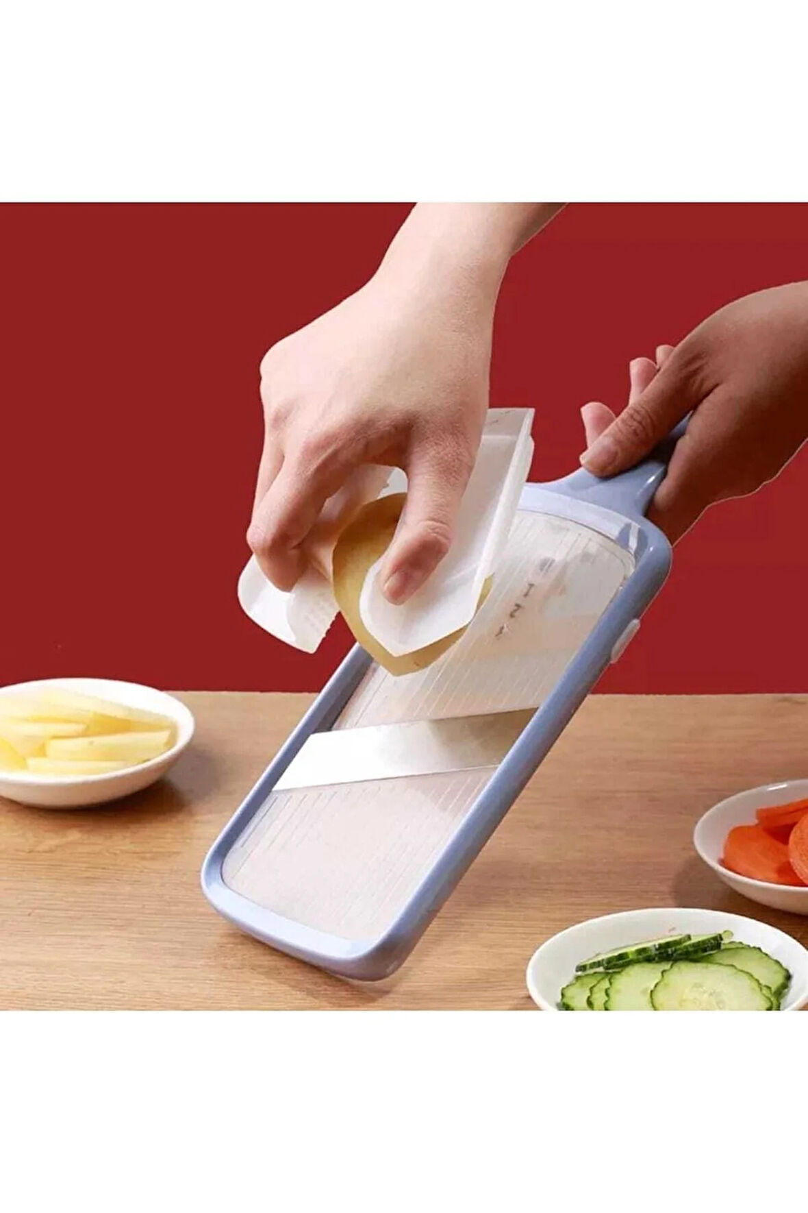 El Tipi Tutacaklı Sebze Doğrayıcı Rende Mandolin