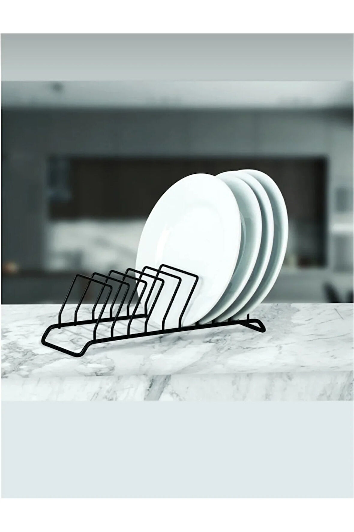 9 Bölmeli Siyah Metal Tabaklık Bulaşıklık