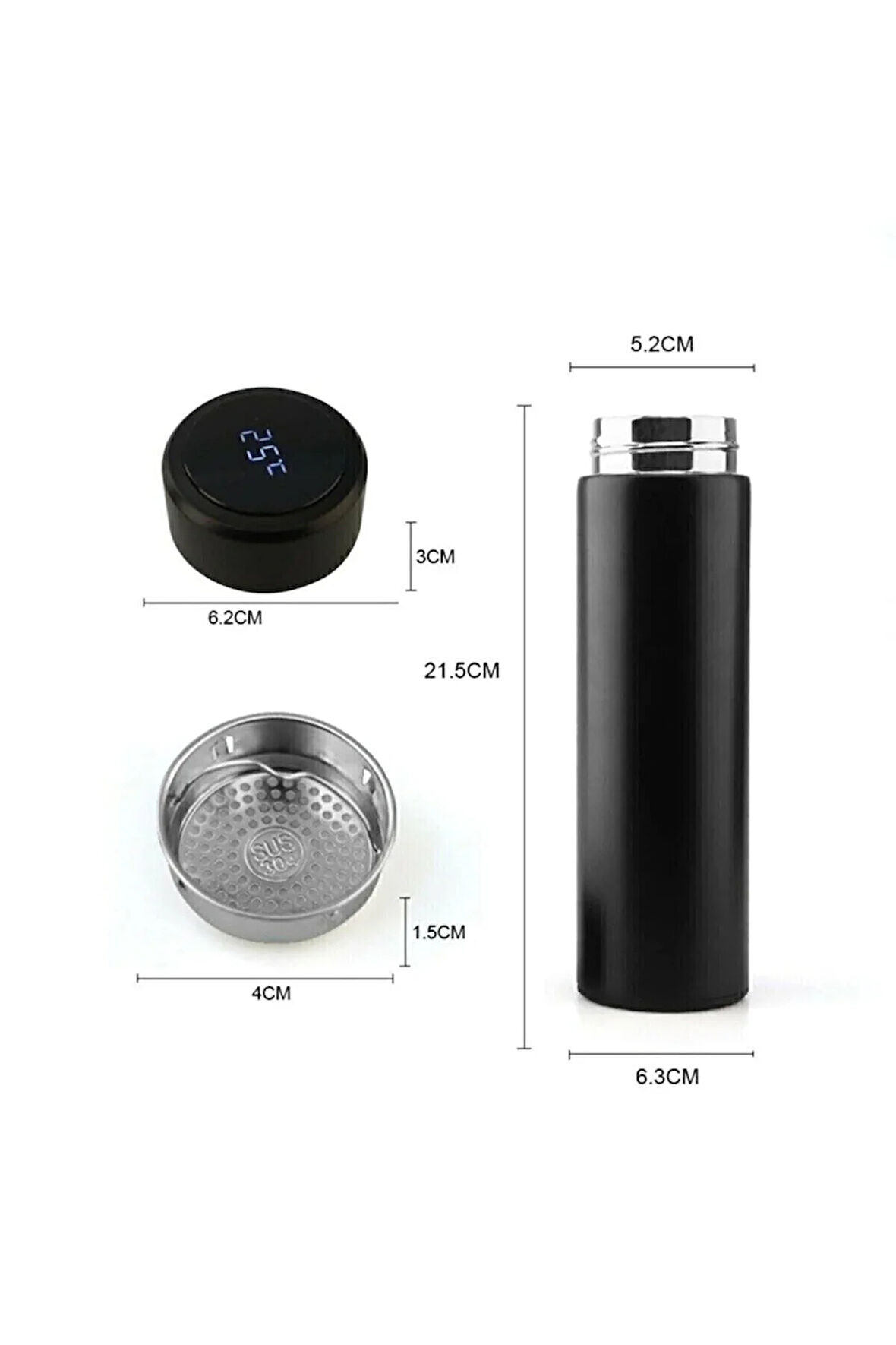 Dijital sıcaklık göstergeli termos