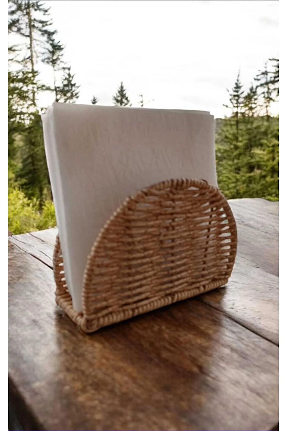 Oval Hasır Örme Peçetelik sık dokuma şık tasarım masa üstü peçetelik