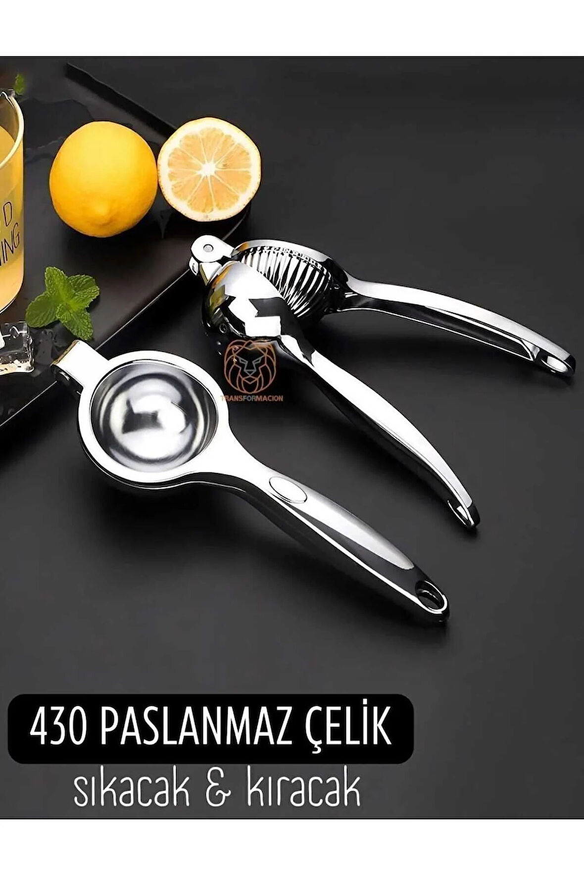 De Luxe Saf Çelik Limon Narenciye Sıkacağı Paslanmaz Çelik Şık Tasarım