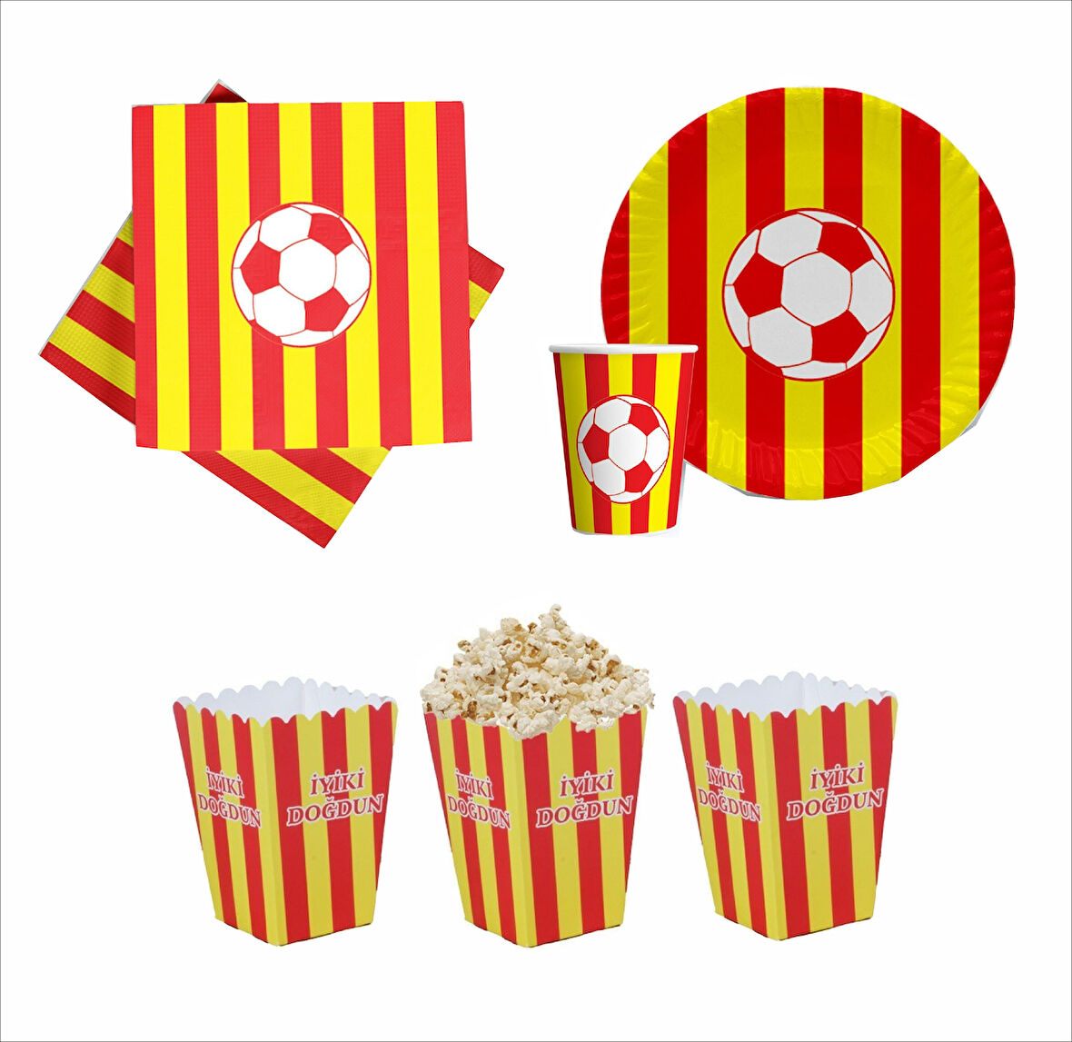 Taraftar (Galatasaray) 8 Tabak, 8 Bardak, 8 Mısır Kutusu, 10 Peçete