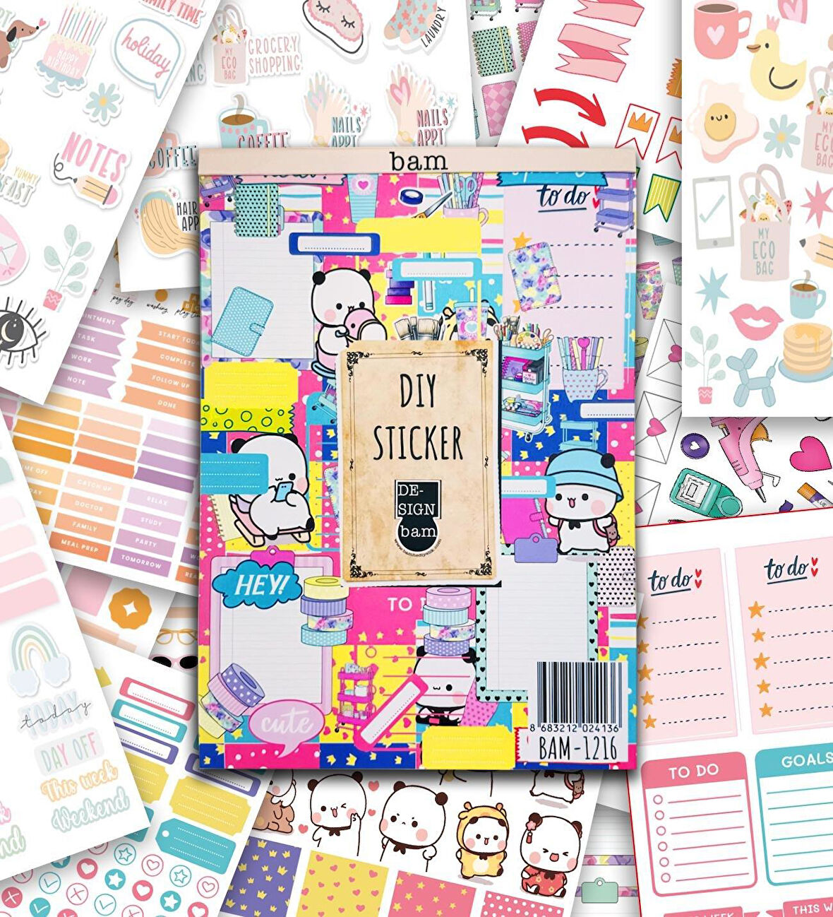 Girl Power My DIY Sticker Book 24 * 17 cm 16 Sayfa Özel Tasarım Rengarenk Sticker Kitabı