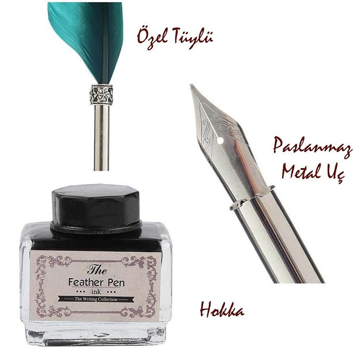 Kişiye Özel  Kutulu  Divit Kalem ve Deri Kaplı Anı Defteri