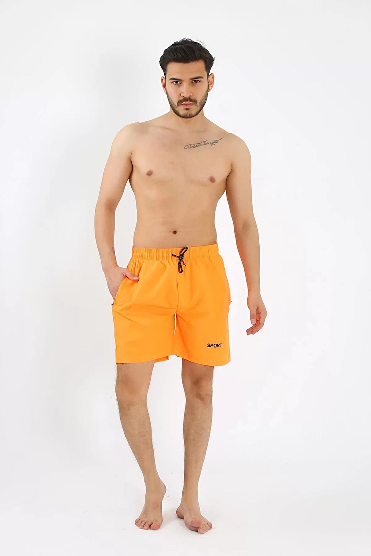 Moda Erkek Turuncu Deniz Şortu