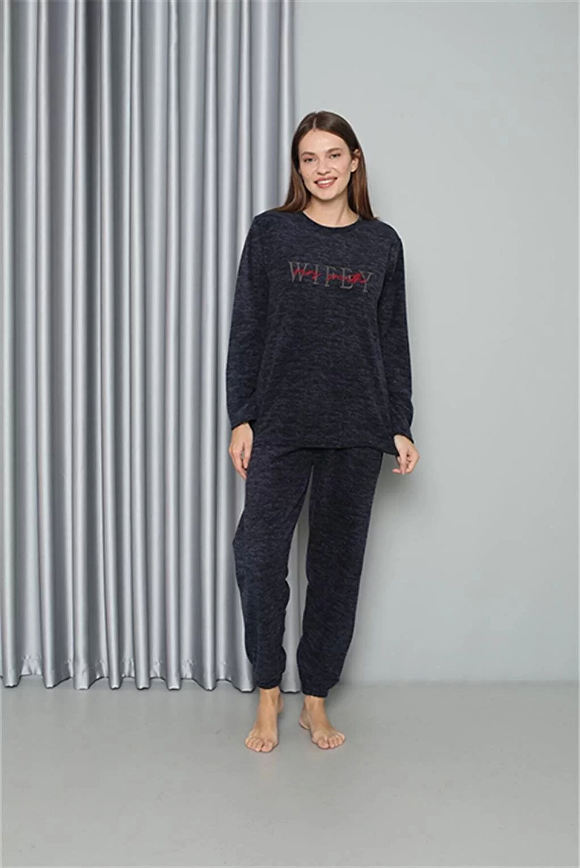 Moda Polar Kadın Pijama Takımı Lacivert