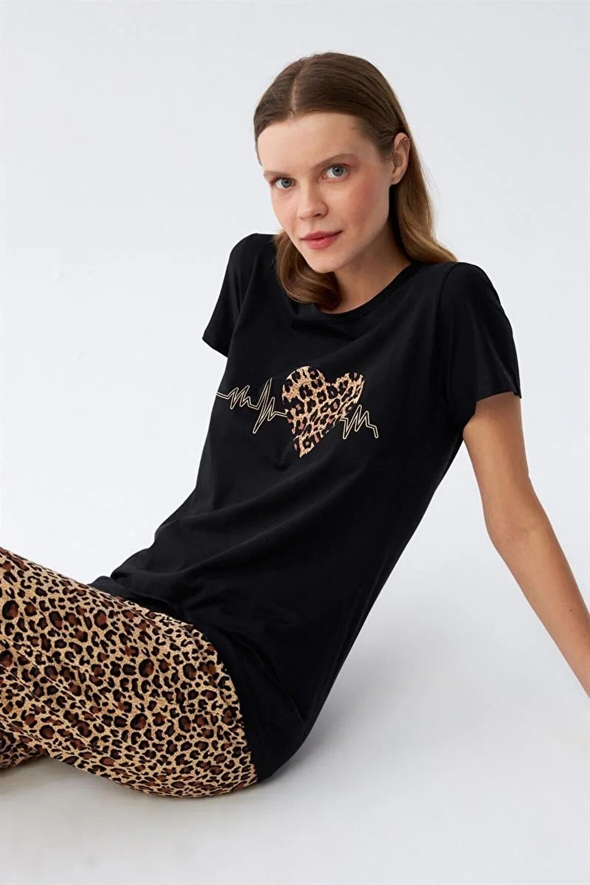 Moda Kadın Penye Kısa Kol Pijama Takım 4128