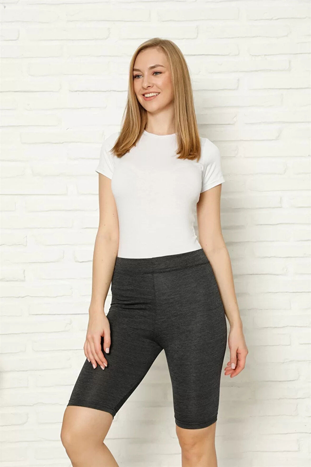 Moda Penye Likralı Diz Üstü Antrasit