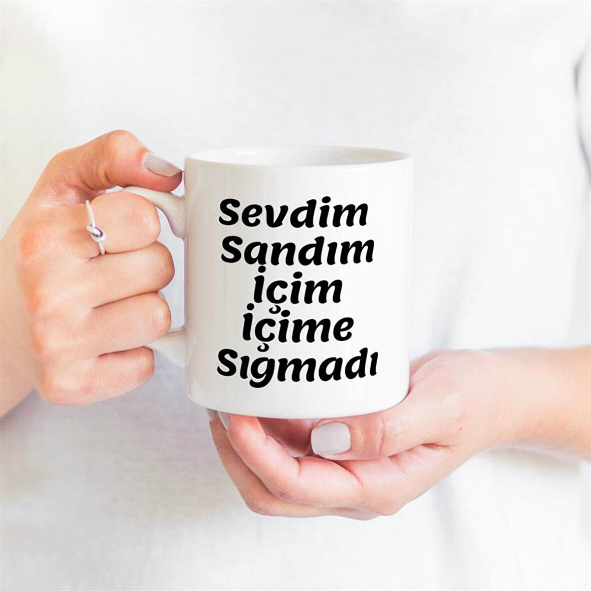 Sevdim Sandım İçim İçime Sığmadı Tasarımlı Kupa Bardak