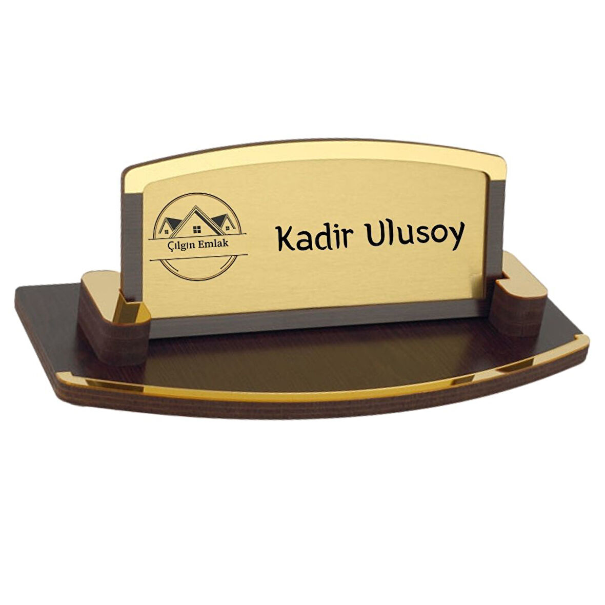 Kişiye Özel Logolu Kurumsal Masa İsimliği – Ahşap Şık Tasarım