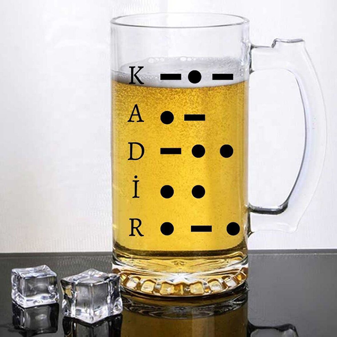 İsim Yazılı Mors Alfabesi Tasarımlı Bira Bardağı