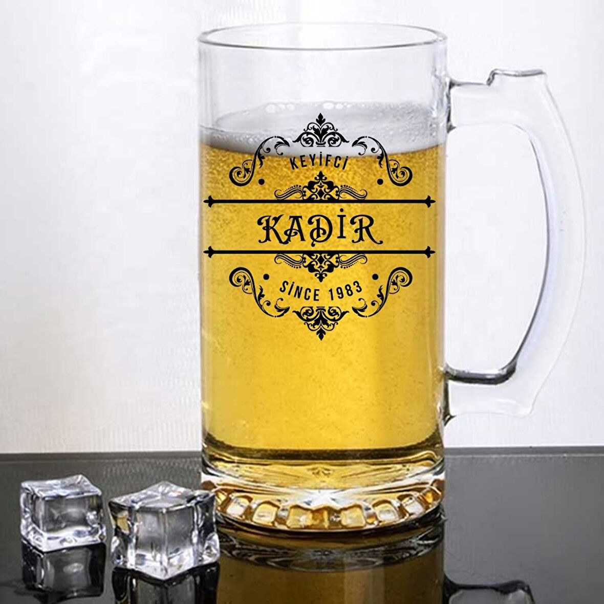 Kişiye Özel İsim ve Yıl Baskılı Cam Bira Bardağı – Hediyelik Tasarım