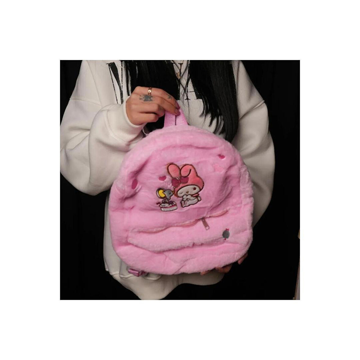 Sanrio Kawai Karrakterleri Kitty -melody -kuromi Peluş Sırt Çantası