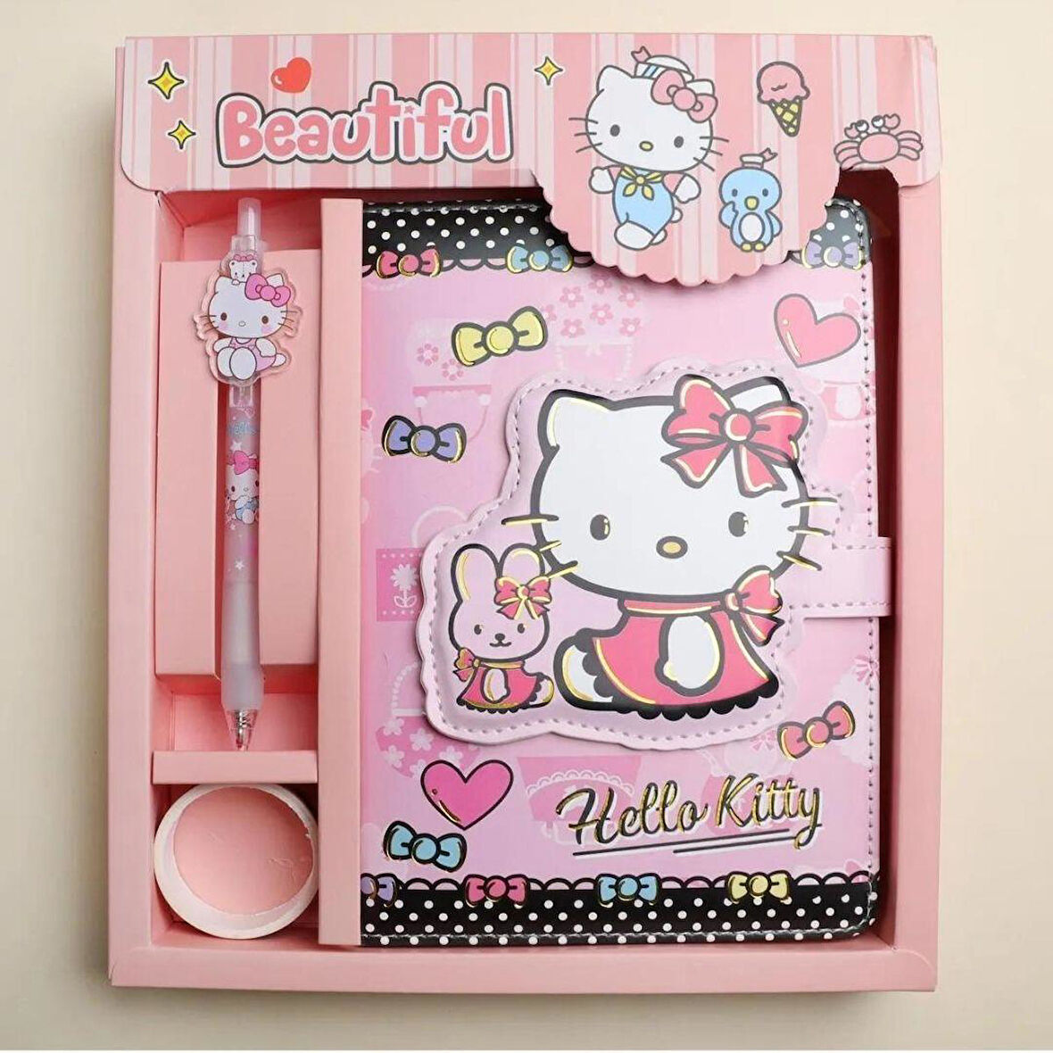 Sanrio Hello Kitty Defter- Kalem Bant Set-1