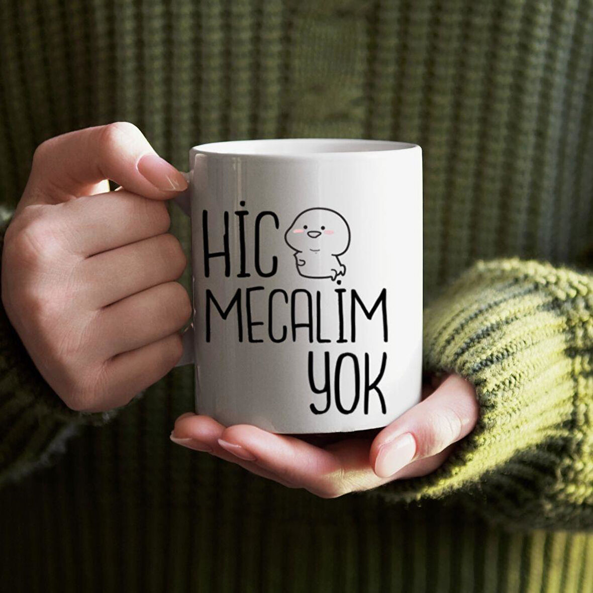 Hiç Mecalim Yok Tasarımlı Kupa Bardak
