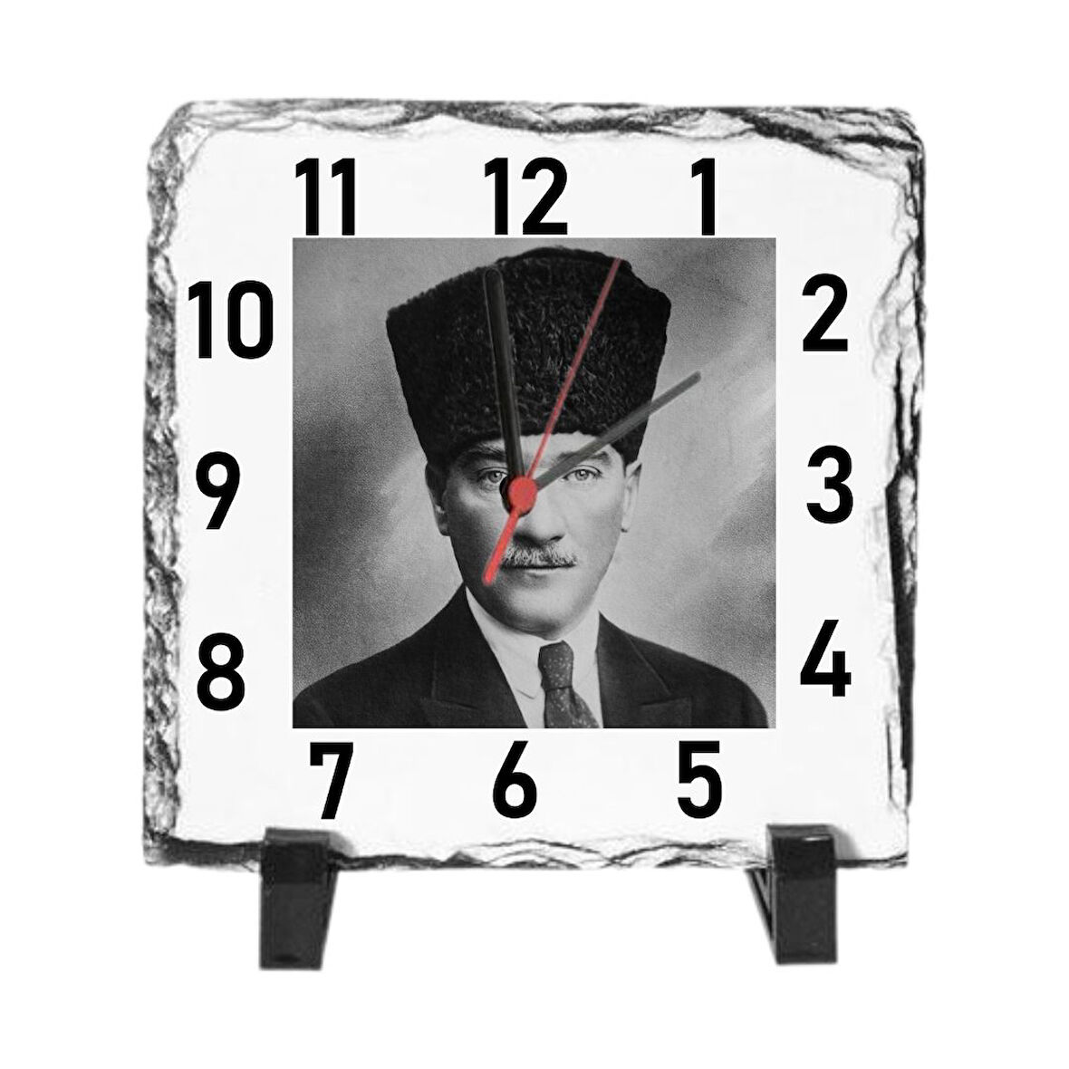 Atatürk Temalı Masa Üstü Taş Saat 20 x 20 cm