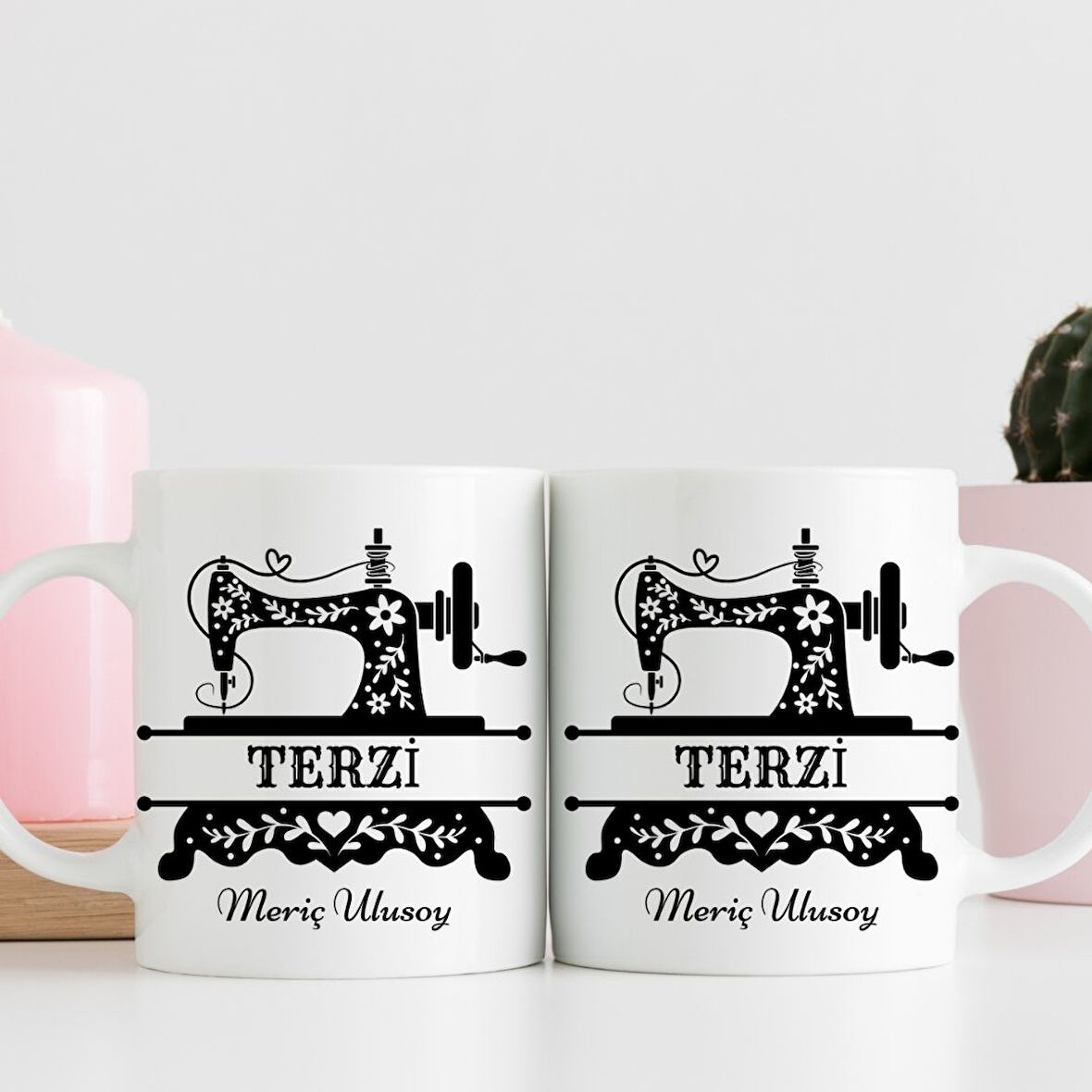 Terzilere Özel Tasarımlı İsim Yazılabilir Hediye Kupa Bardak