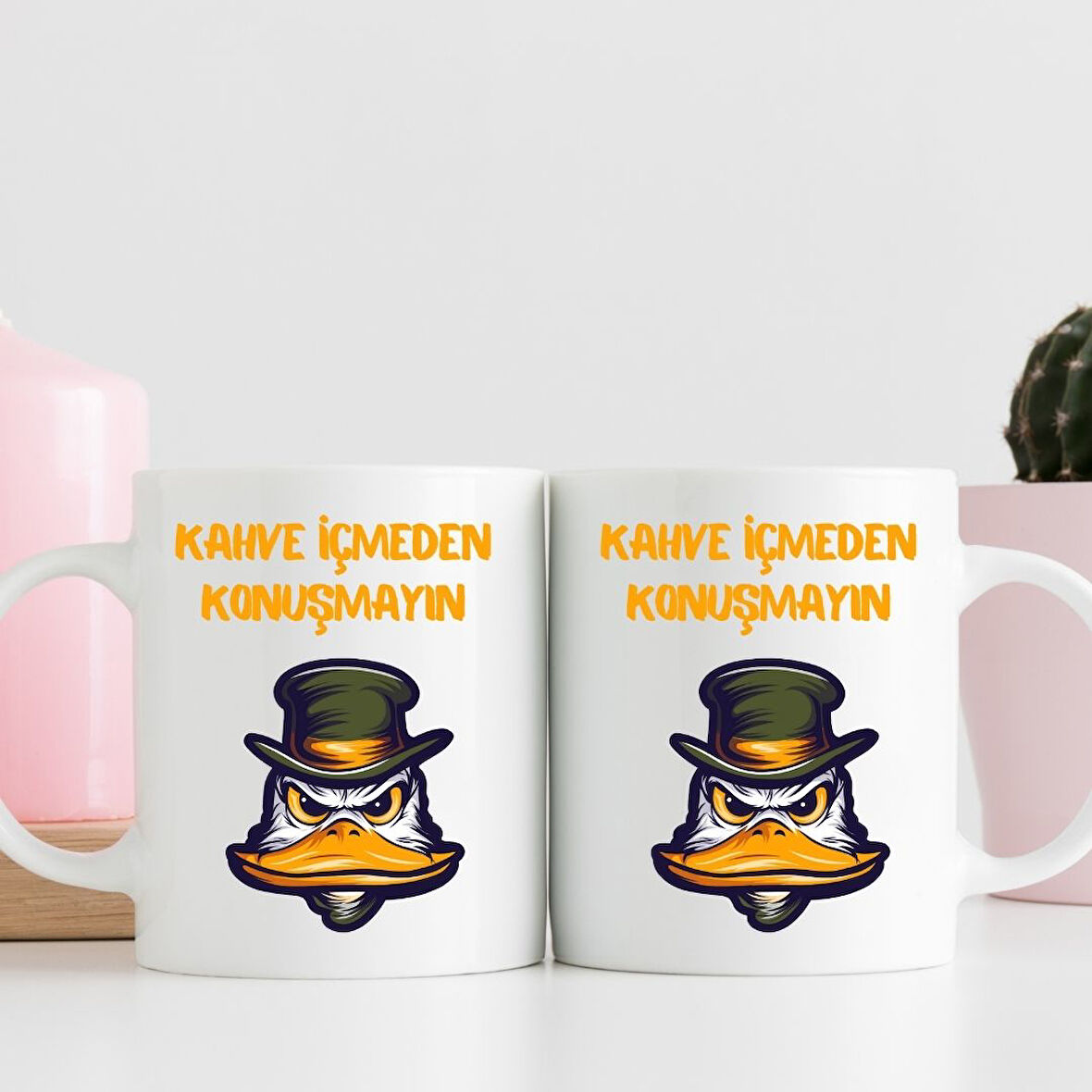 Kahve İçmeden Konuşmayın Tasarımlı Kupa Bardak