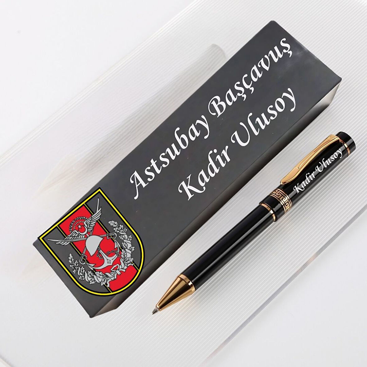 Türk Silahlı Kuvetleri Personeline Özel Logolu Kişiye Özel İsim Yazılı Kutulu kalem